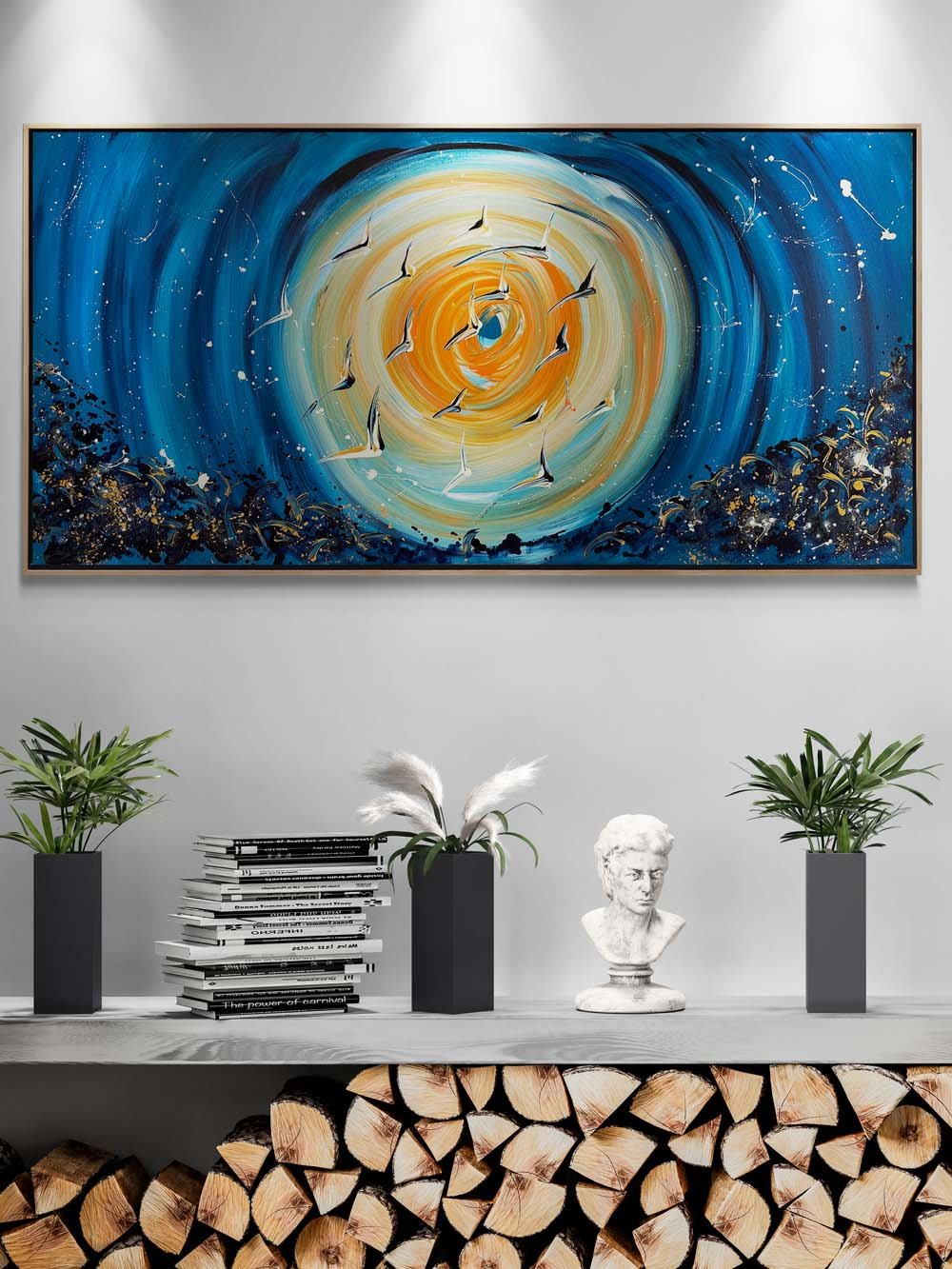 Kanatların Renkli Fırtınası Yağlı Boya Tablosu