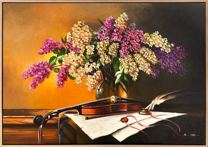 Çiçeklerin Şarkısı Leylak Yağlı Boya Tablosu