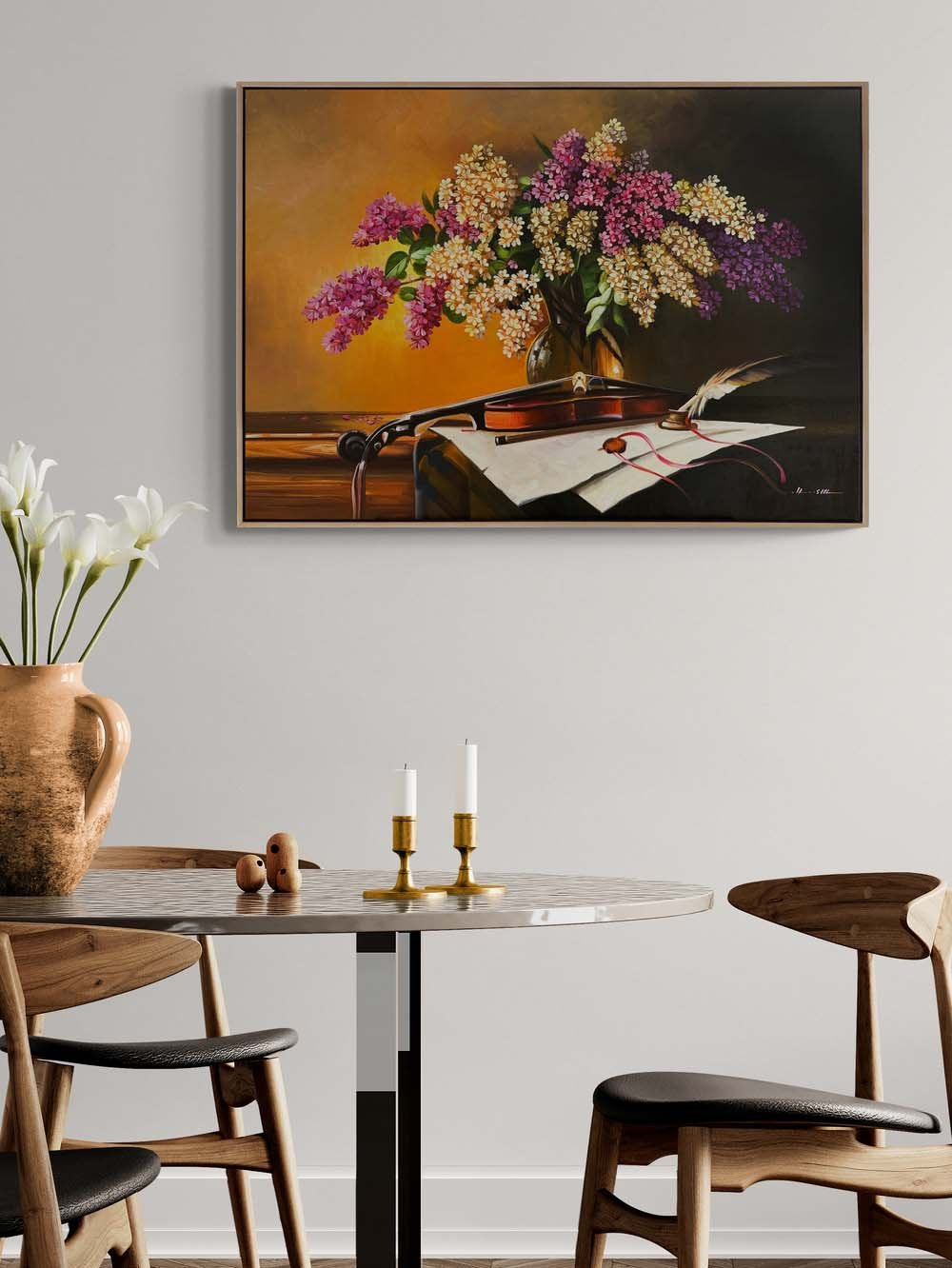 Çiçeklerin Şarkısı Leylak Yağlı Boya Tablosu