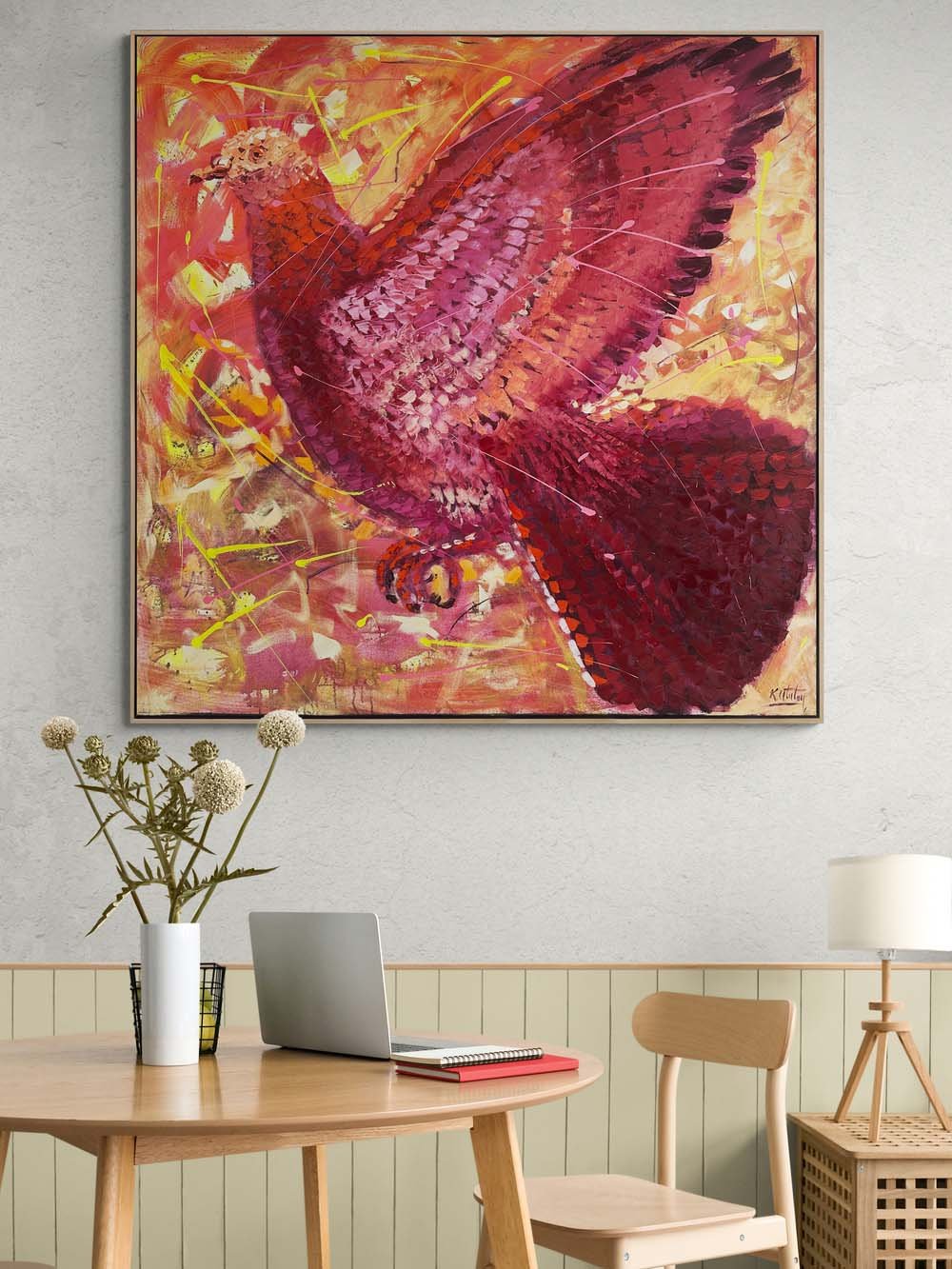 Düşlerin İzinde Güvercin Yağlı Boya Tablosu