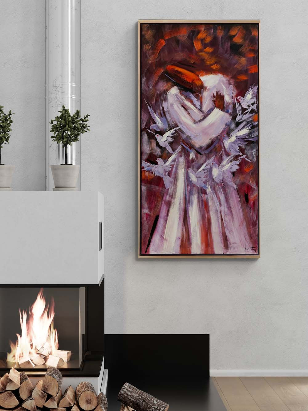 Semazen ve Güvercinler Yağlı Boya Tablosu