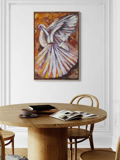 Semazen ve Güvercin Yağlı Boya Tablosu