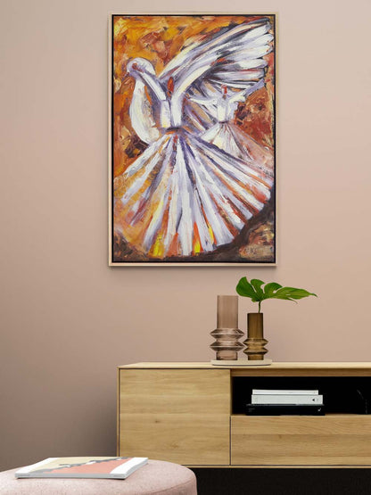 Semazen ve Güvercin Yağlı Boya Tablosu