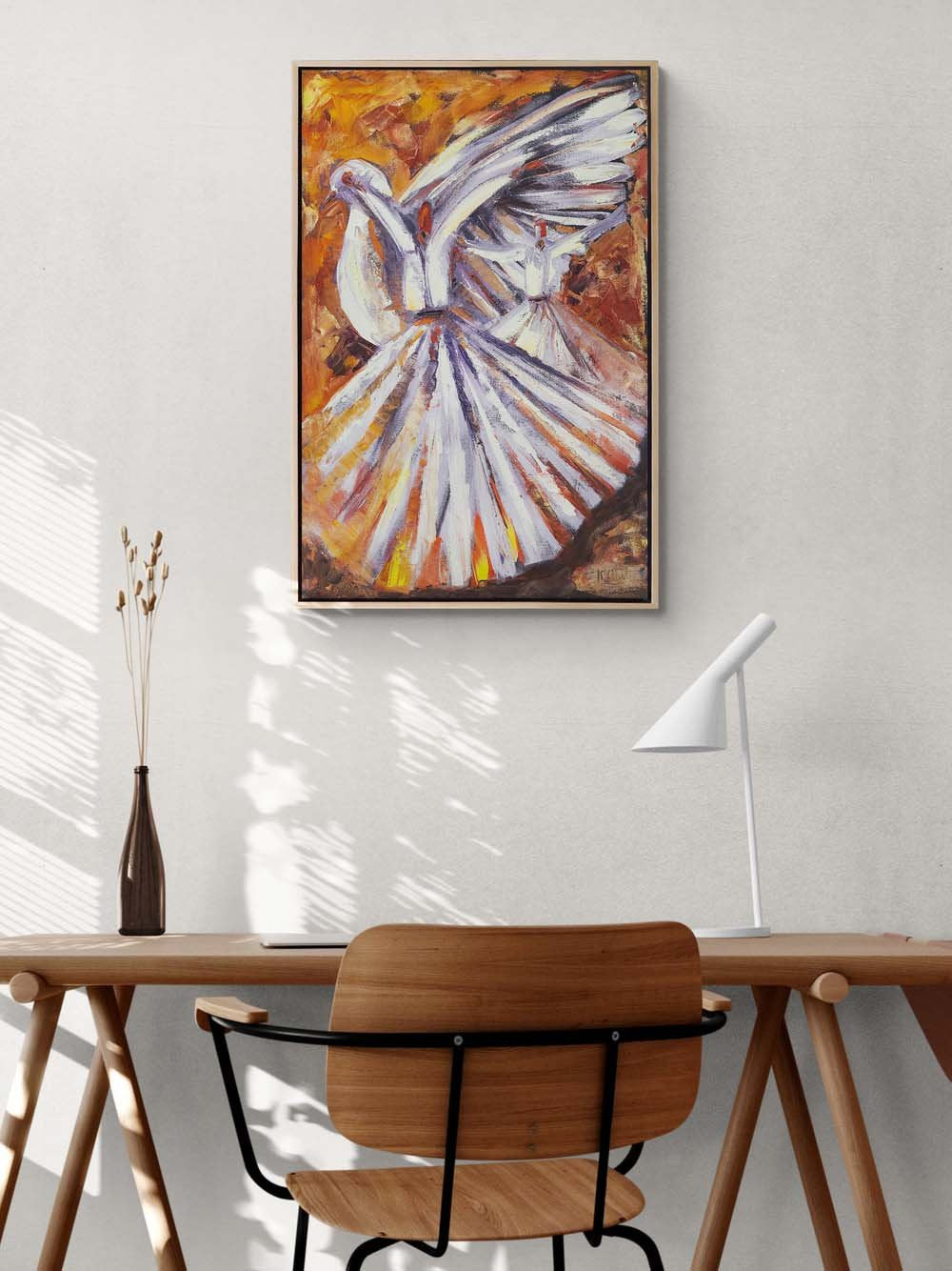 Semazen ve Güvercin Yağlı Boya Tablosu