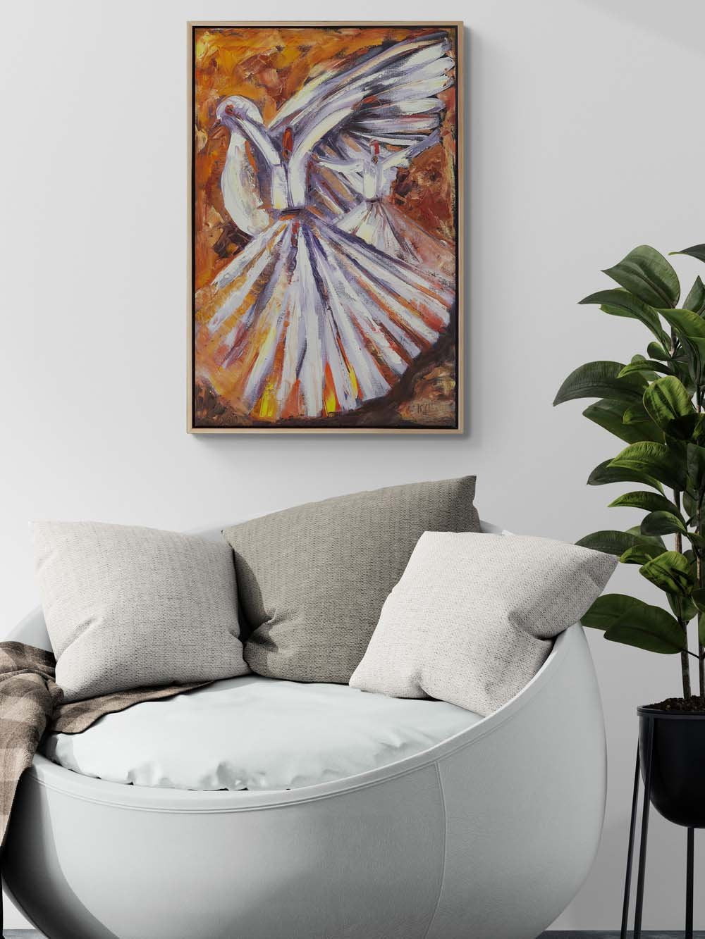 Semazen ve Güvercin Yağlı Boya Tablosu