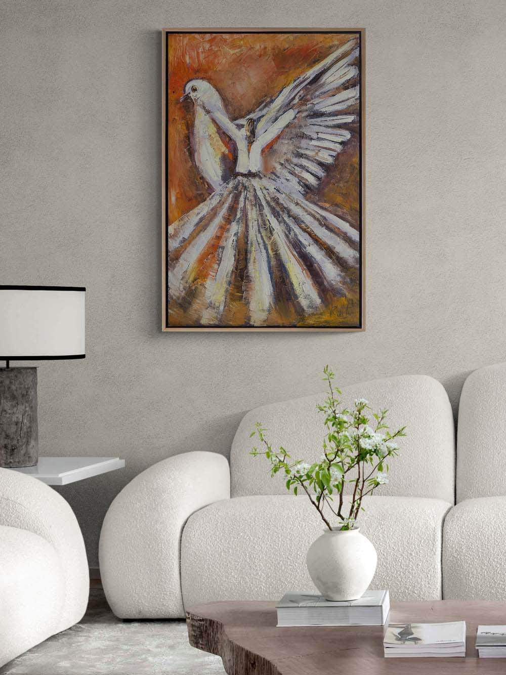 Sema ve Güvercinler Yağlı Boya Tablosu