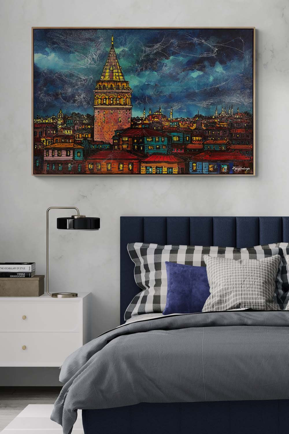 Galata'nın Gece Rüyası Yağlı Boya Tablosu