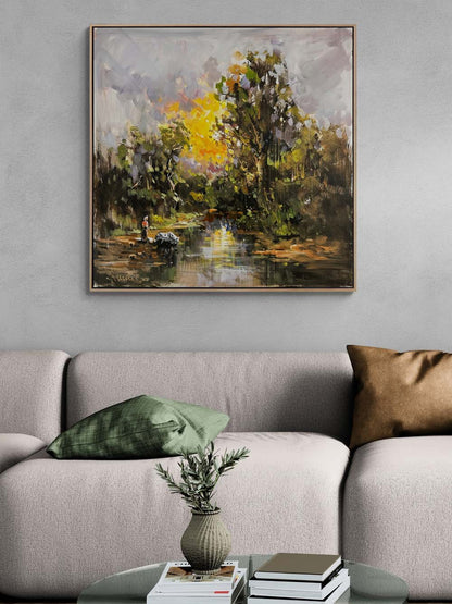 Doğanın Kollarında Yağlı Boya Tablosu