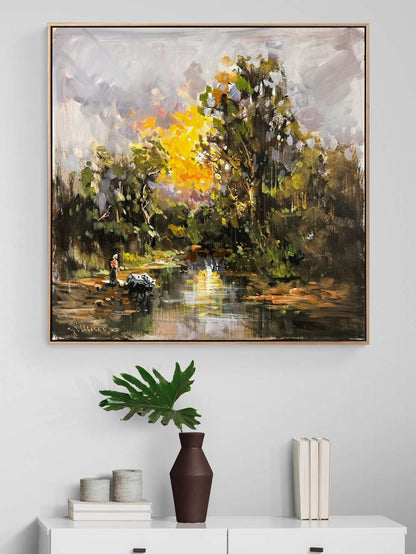 Doğanın Kollarında Yağlı Boya Tablosu