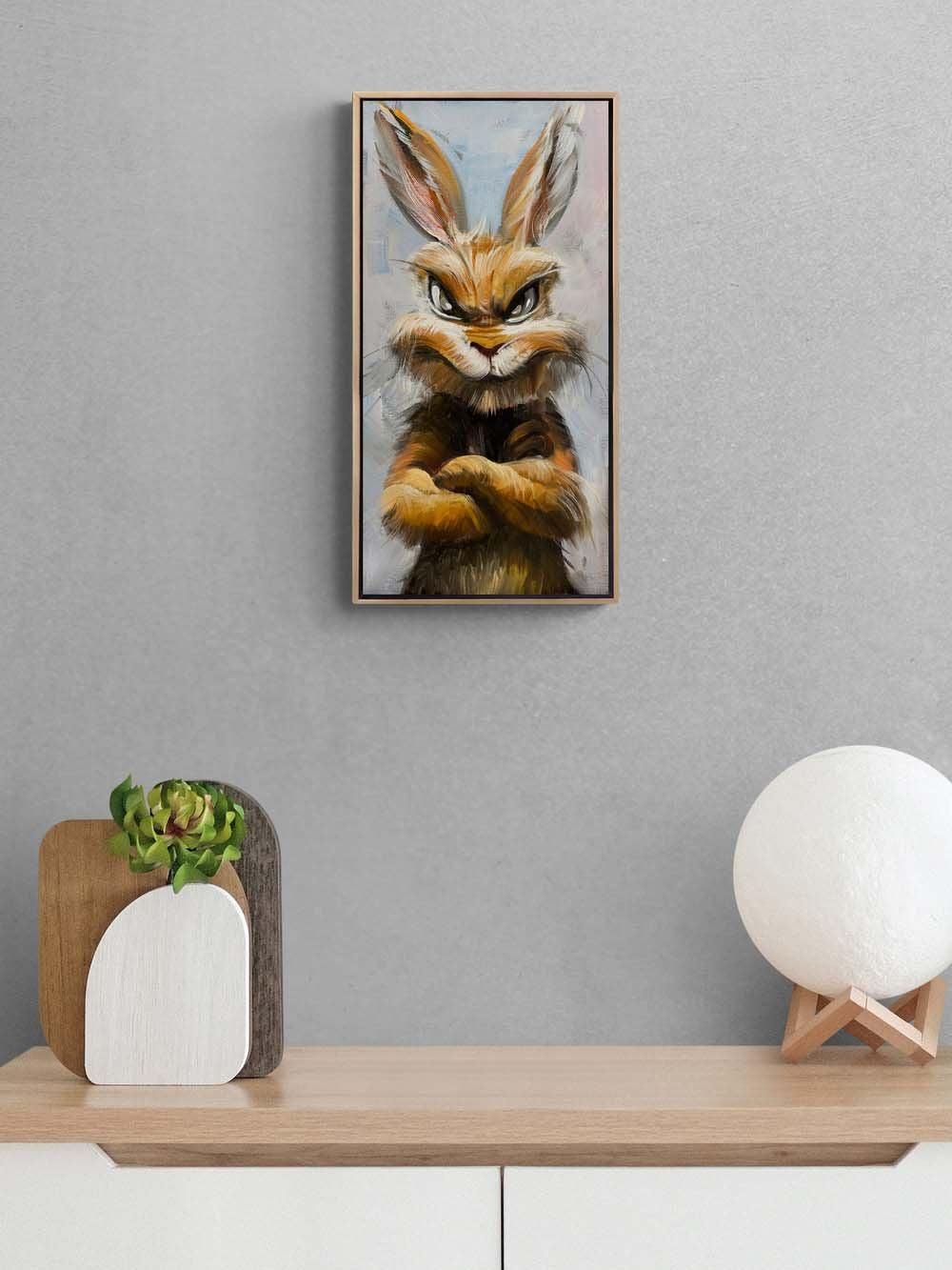 Sinirli Tavşan Yağlı Boya Tablosu