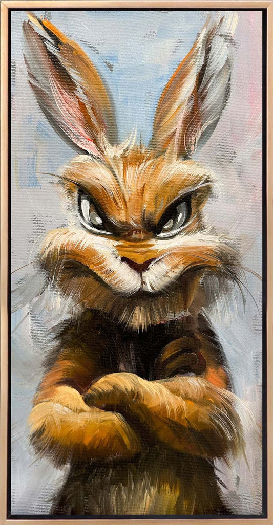 Sinirli Tavşan Yağlı Boya Tablosu