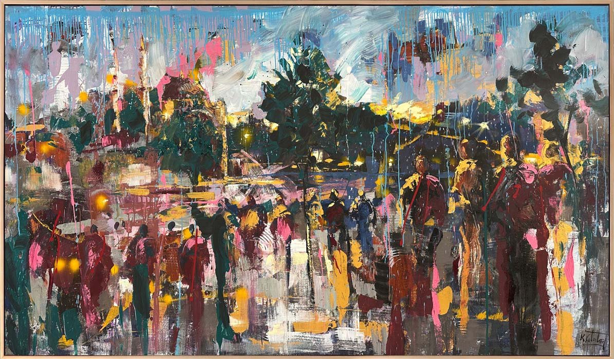 Ortaköy'de Kalabalıklar Yağlı Boya Tablosu