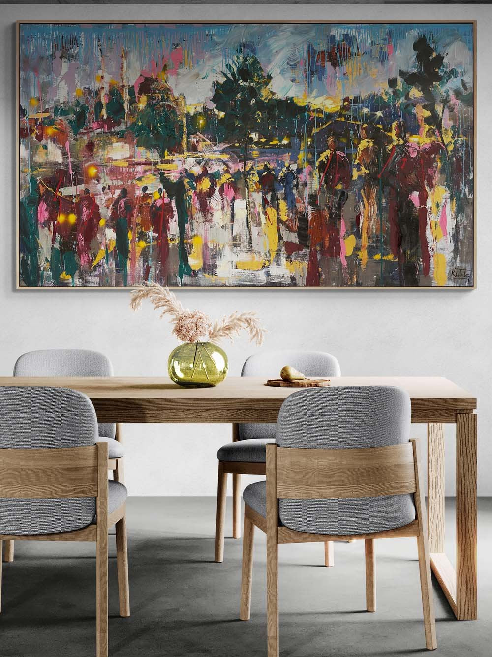 Ortaköy'de Kalabalıklar Yağlı Boya Tablosu