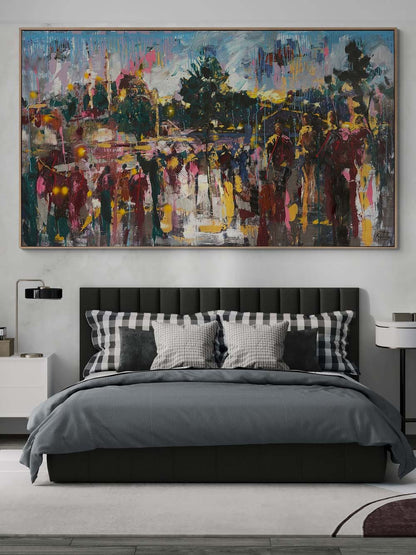 Ortaköy'de Kalabalıklar Yağlı Boya Tablosu