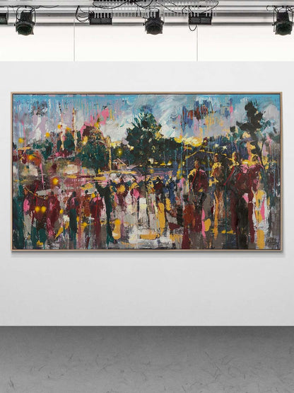 Ortaköy'de Kalabalıklar Yağlı Boya Tablosu