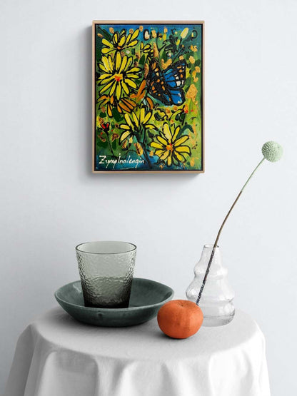 Papatya'da Kelebek Yağlı Boya Tablosu