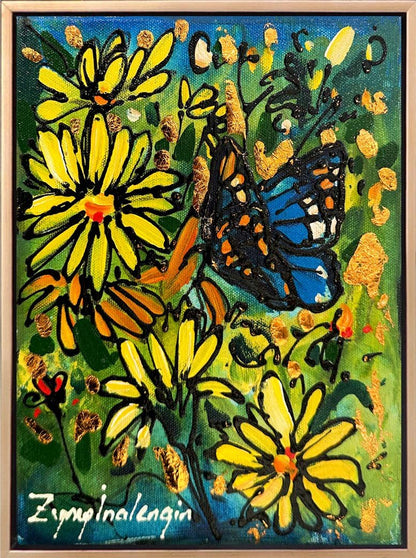 Papatya'da Kelebek Yağlı Boya Tablosu