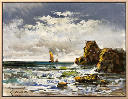 Gün Doğumunda Yelkenli Yağlı Boya Tablosu