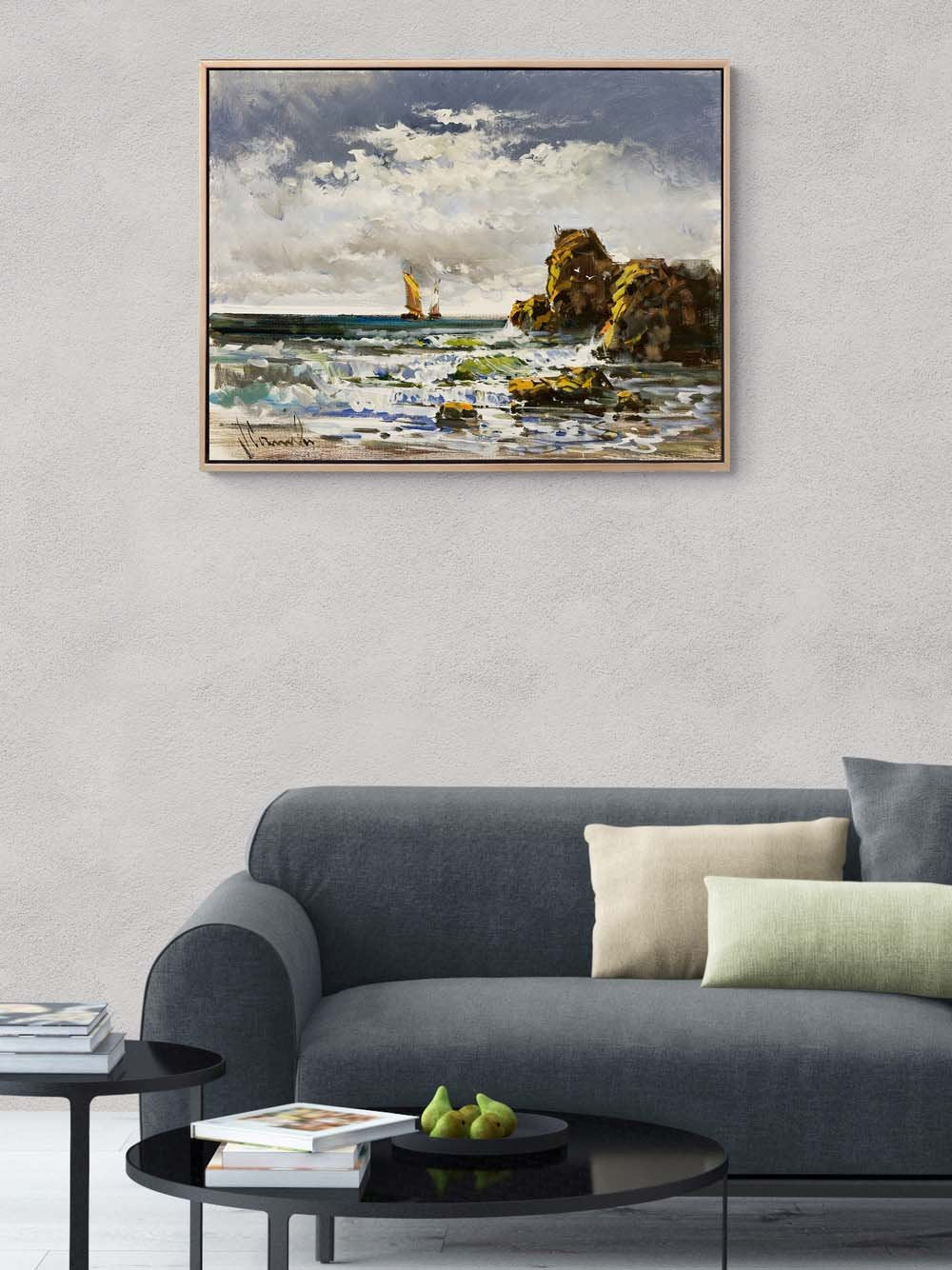 Gün Doğumunda Yelkenli Yağlı Boya Tablosu