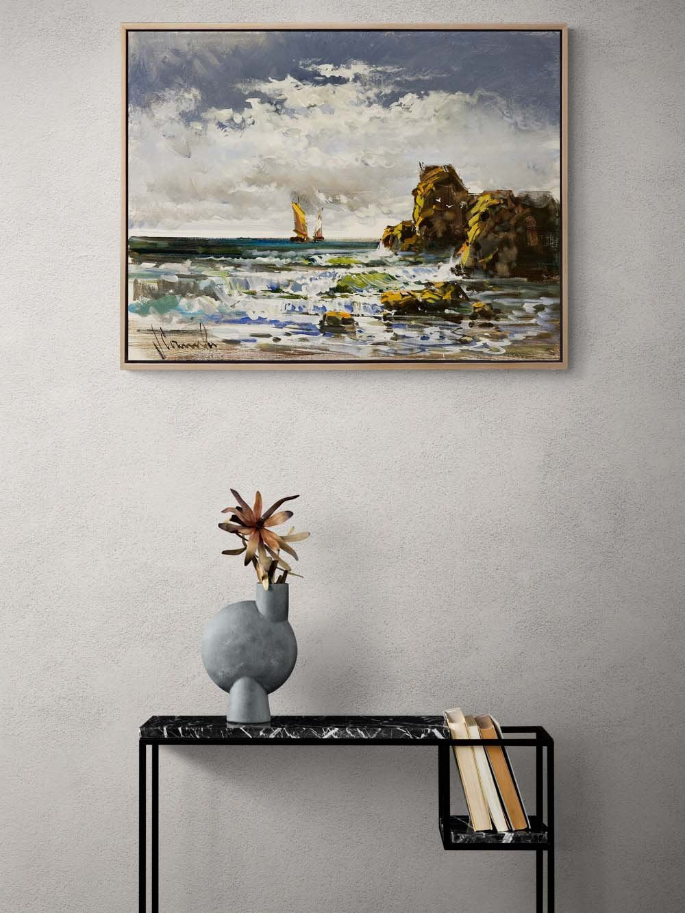 Gün Doğumunda Yelkenli Yağlı Boya Tablosu