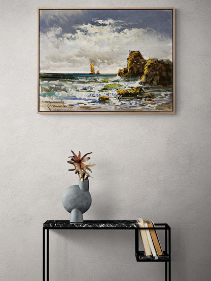 Gün Doğumunda Yelkenli Yağlı Boya Tablosu