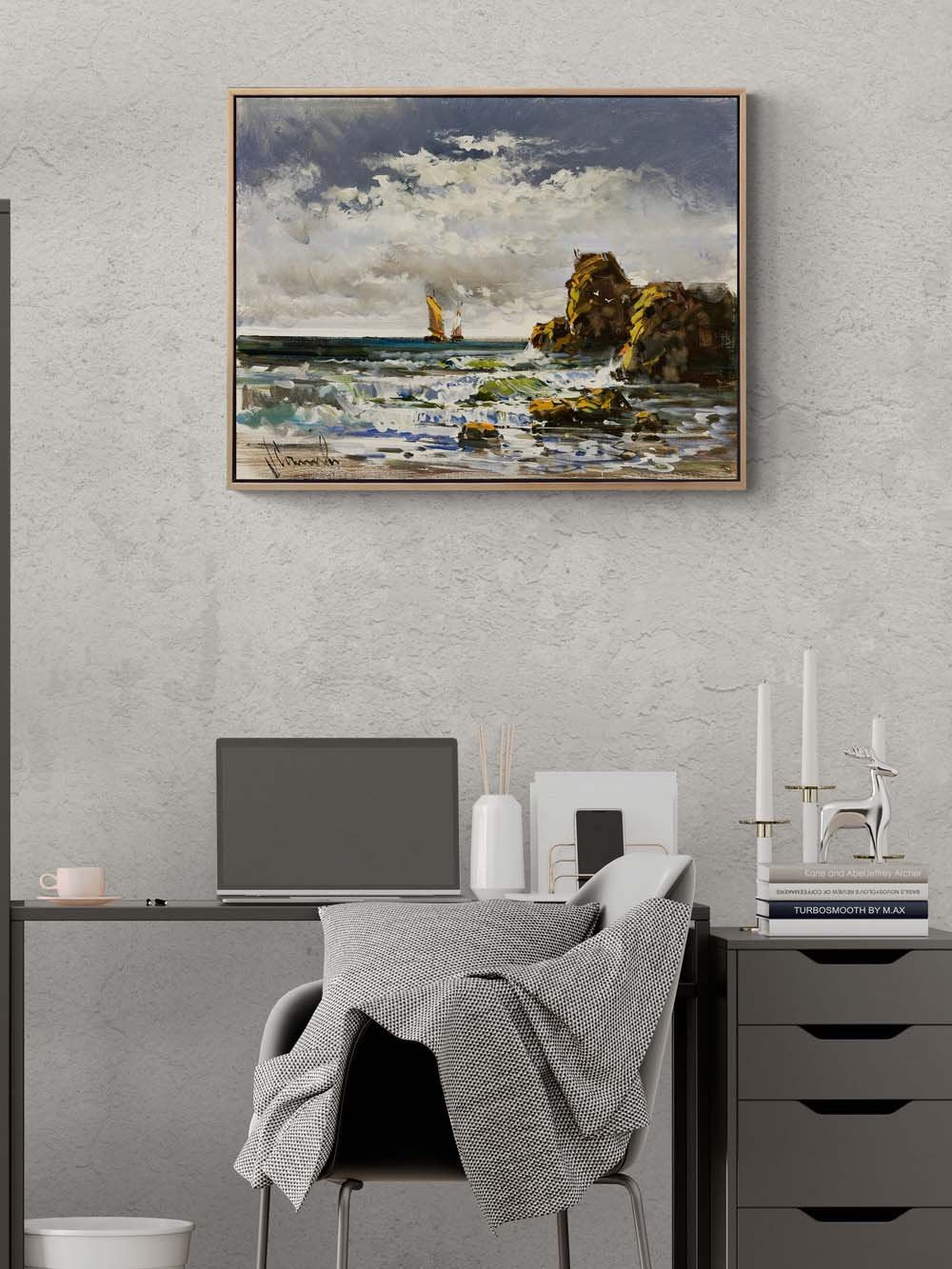 Gün Doğumunda Yelkenli Yağlı Boya Tablosu