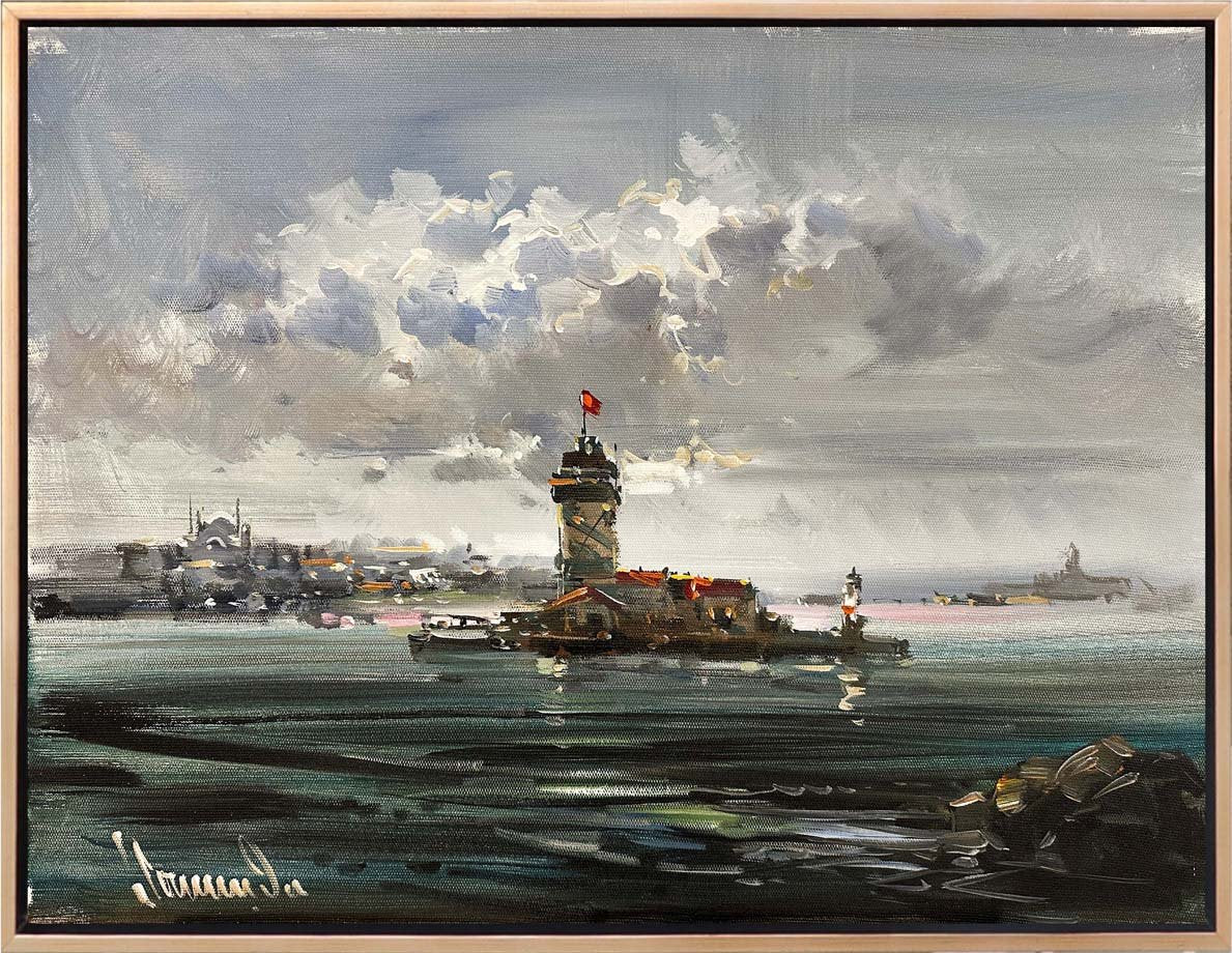 Kız Kulesi'nde Zaman Yağlı Boya Tablosu