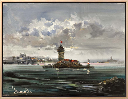 Kız Kulesi'nde Zaman Yağlı Boya Tablosu