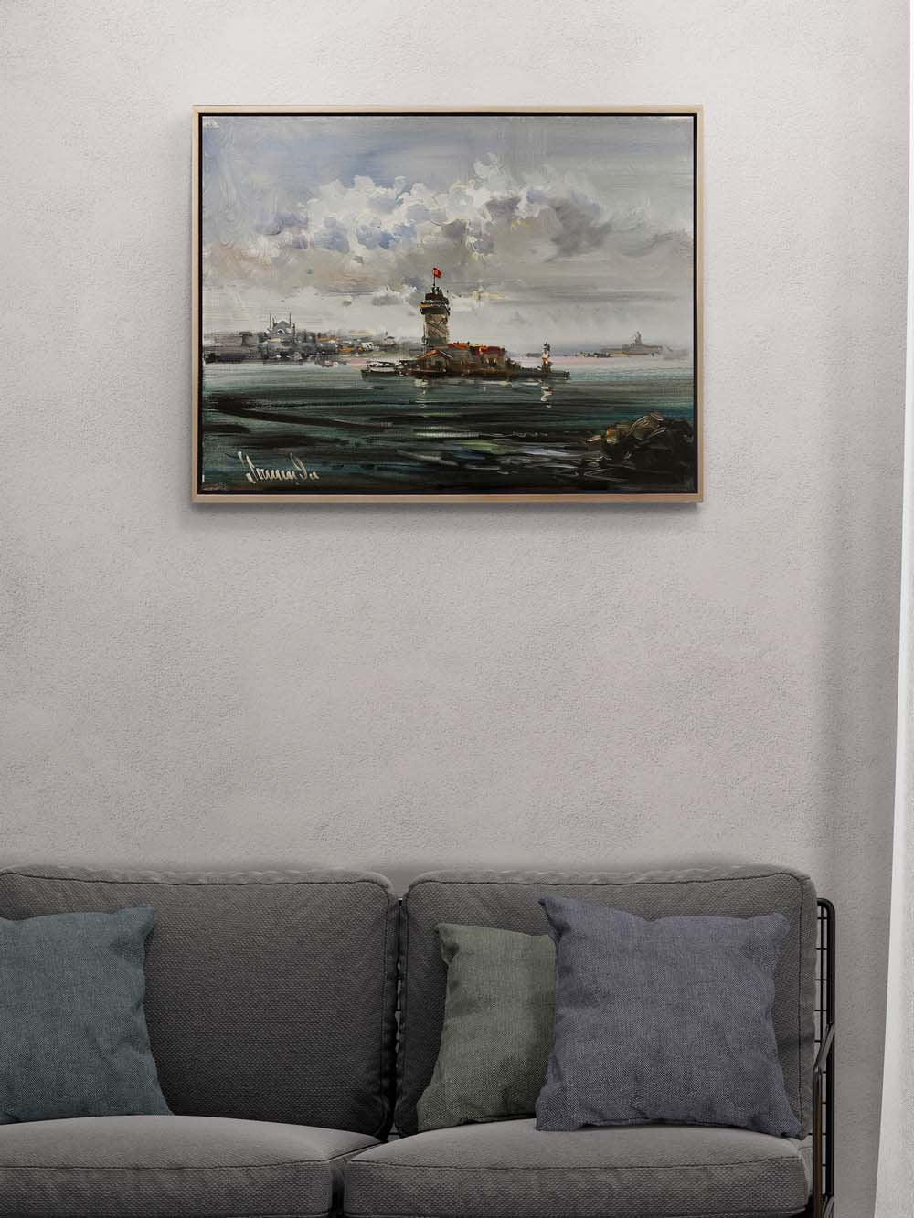 Kız Kulesi'nde Zaman Yağlı Boya Tablosu