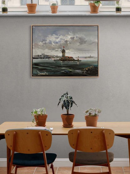 Kız Kulesi'nde Zaman Yağlı Boya Tablosu