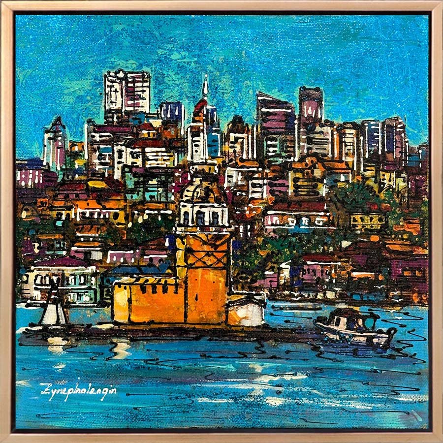 İstanbul ve Kız Kulesi Yağlı Boya Tablosu Simurg Sanatevi