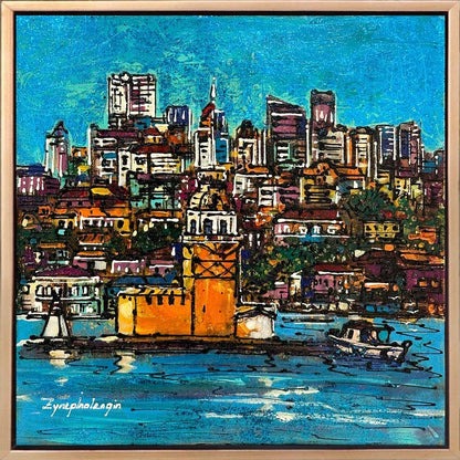 İstanbul ve Kız Kulesi Yağlı Boya Tablosu Simurg Sanatevi