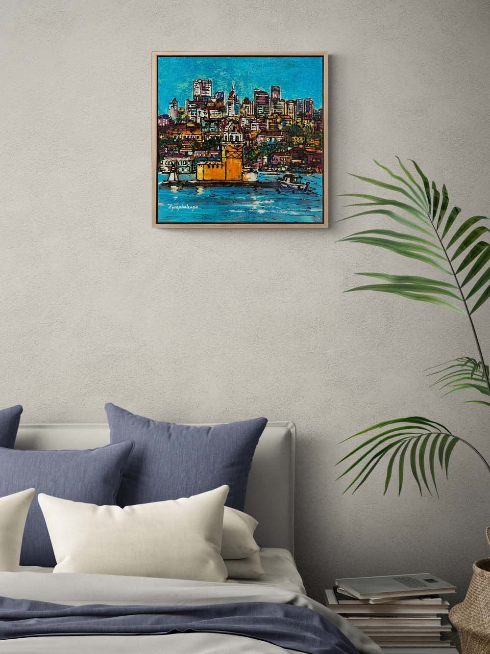 İstanbul ve Kız Kulesi Yağlı Boya Tablosu Simurg Sanatevi