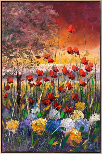 Gelincik ve Ortancanın Baharı Yağlı Boya Tablosu