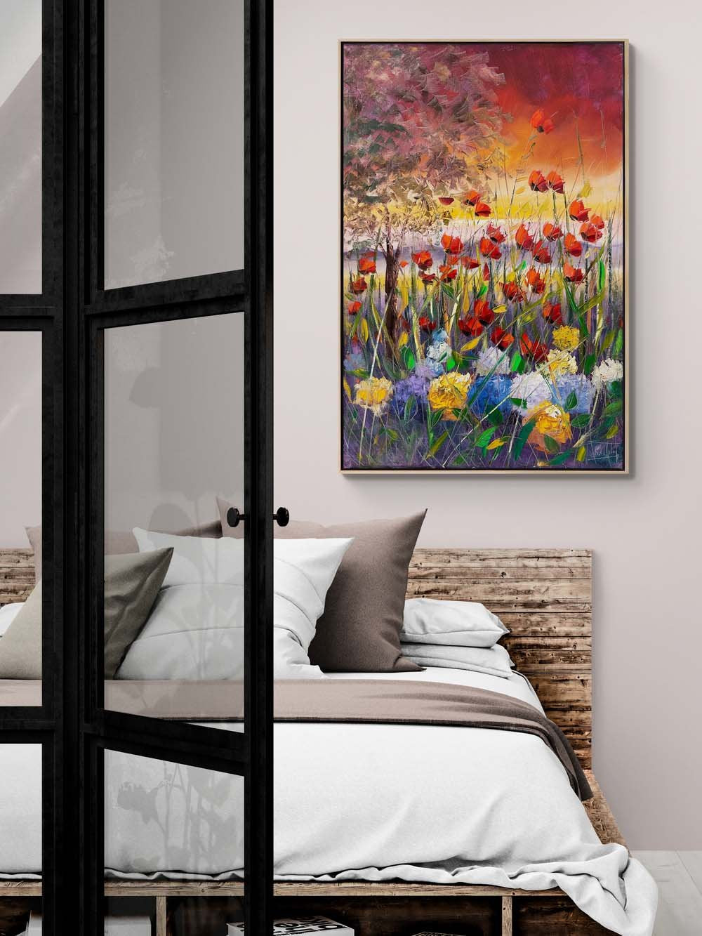 Gelincik ve Ortancanın Baharı Yağlı Boya Tablosu