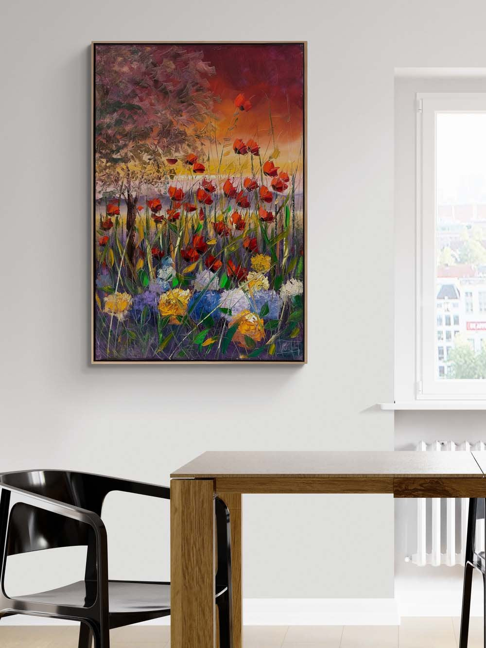 Gelincik ve Ortancanın Baharı Yağlı Boya Tablosu