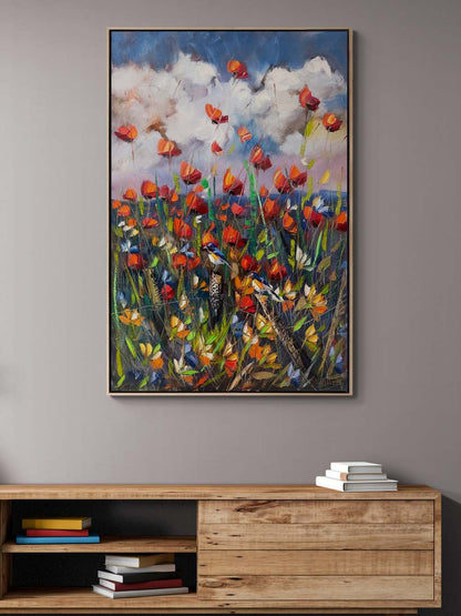 Gelinciklerin Bahar Şarkısı Yağlı Boya Tablosu