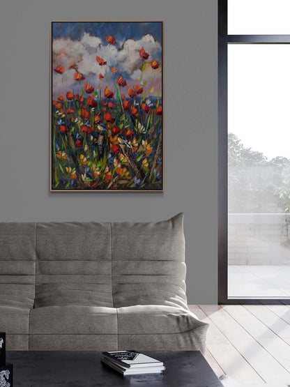 Gelinciklerin Bahar Şarkısı Yağlı Boya Tablosu