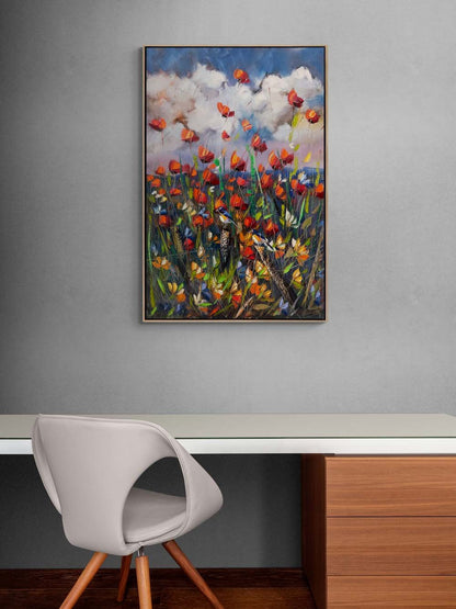 Gelinciklerin Bahar Şarkısı Yağlı Boya Tablosu