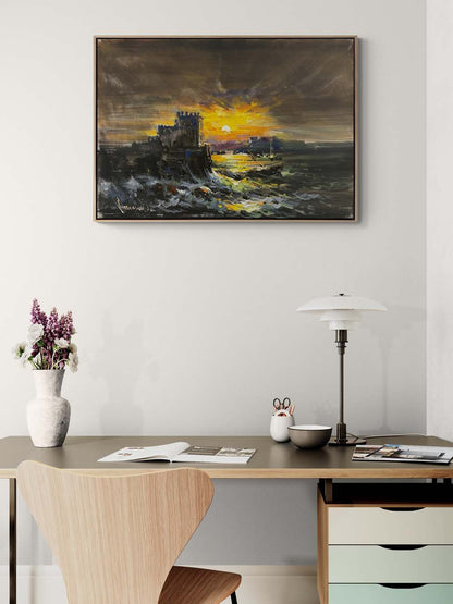 Kıyıda Sessizlik Yağlı Boya Tablosu