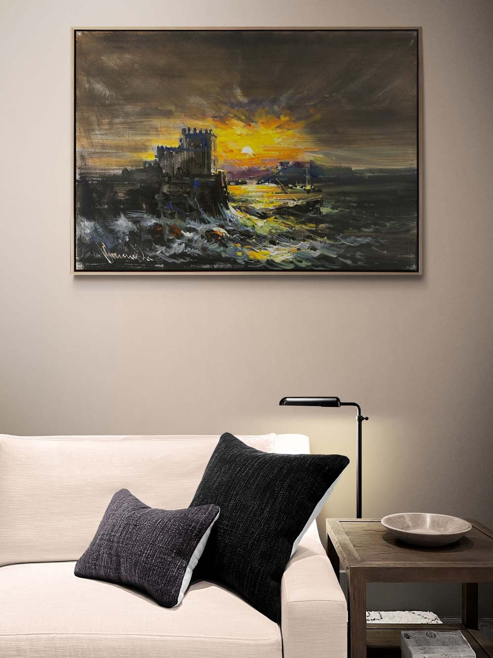 Kıyıda Sessizlik Yağlı Boya Tablosu