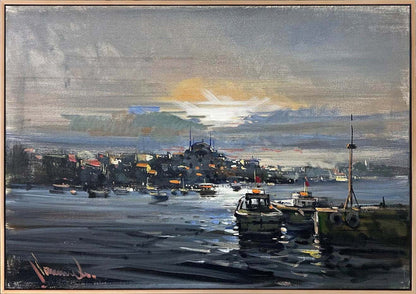 İstanbul Boğazı'nda Bir Gün Yağlı Boya Tablosu