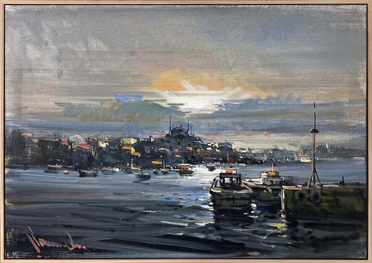 İstanbul Boğazı'nda Bir Gün Yağlı Boya Tablosu