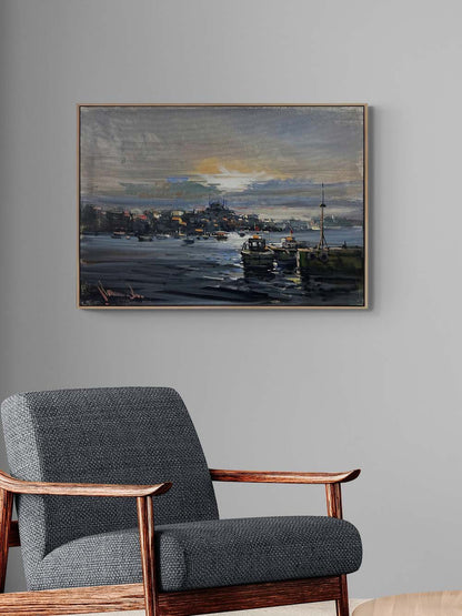 İstanbul Boğazı'nda Bir Gün Yağlı Boya Tablosu