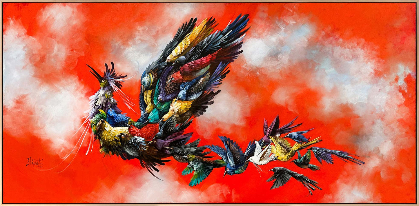 Yedi Vadi Yolcusu Simurg Yağlı Boya Tablosu