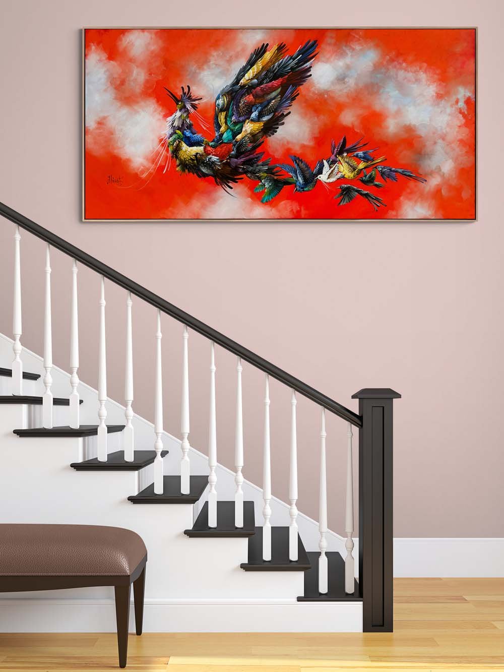 Yedi Vadi Yolcusu Simurg Yağlı Boya Tablosu