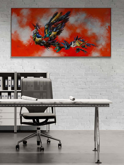 Yedi Vadi Yolcusu Simurg Yağlı Boya Tablosu