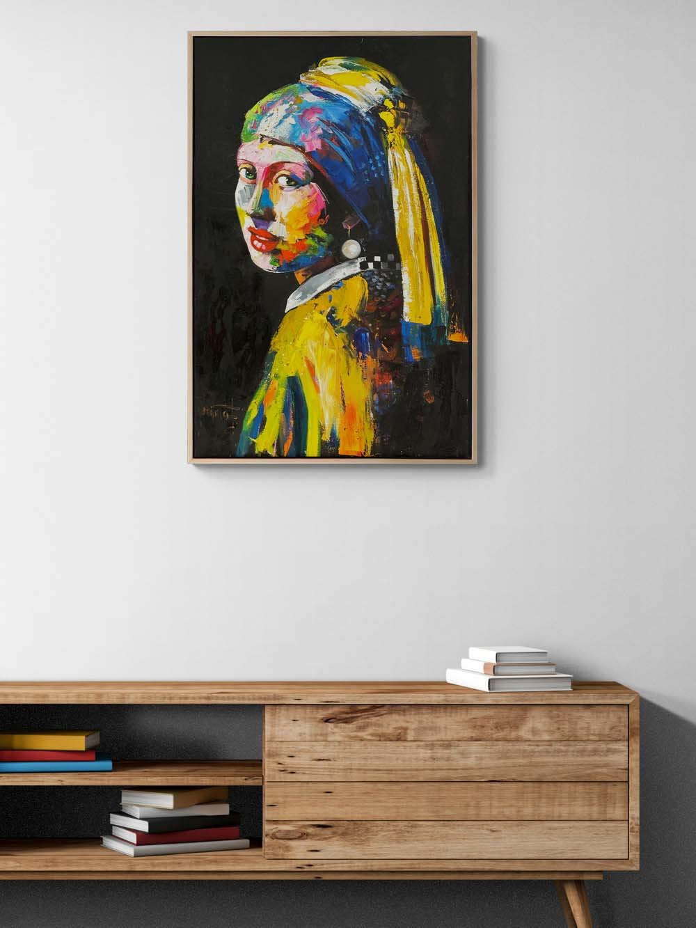 Modern İnci Küpeli Kız Yağlı Boya Tablosu