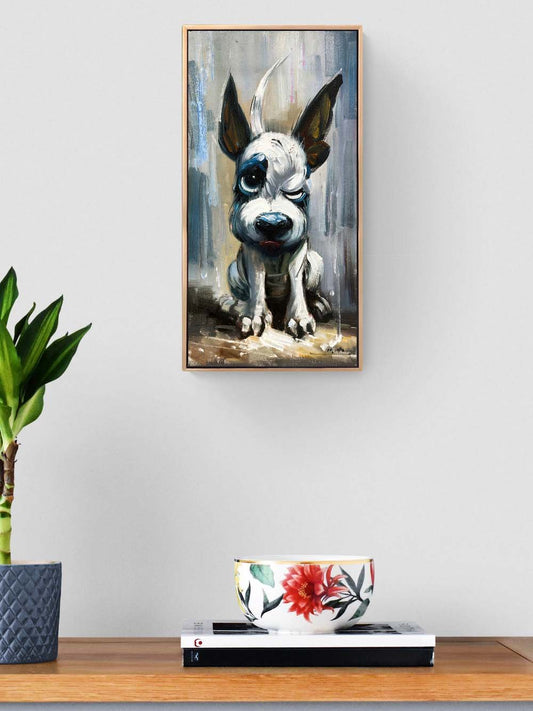 Sevimli Beyaz Köpek Yağlı Boya Tablosu