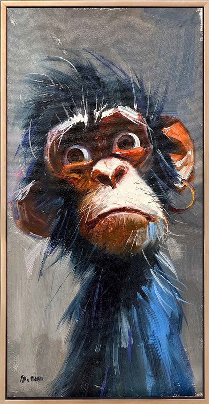 Hüzünlü Maymun Yağlı Boya Tablosu